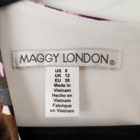 Maggy London Watercolor Floral Ponte Knit Career Cocktail Dress Size 8 - Picture 6 of 7